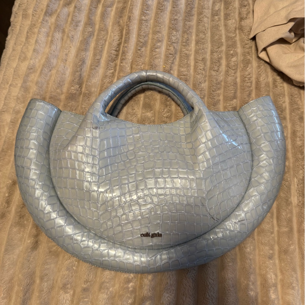 Cult Gaia Crocodile Embossed Gray Bag